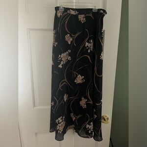 Vintage Worthington black and floral Maxi A-Line Skirt